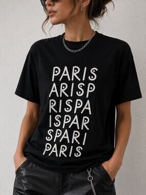 MARC JACOBS Paris Graphic Tee Black Logo T Shirt Designer Streetwear | Medium